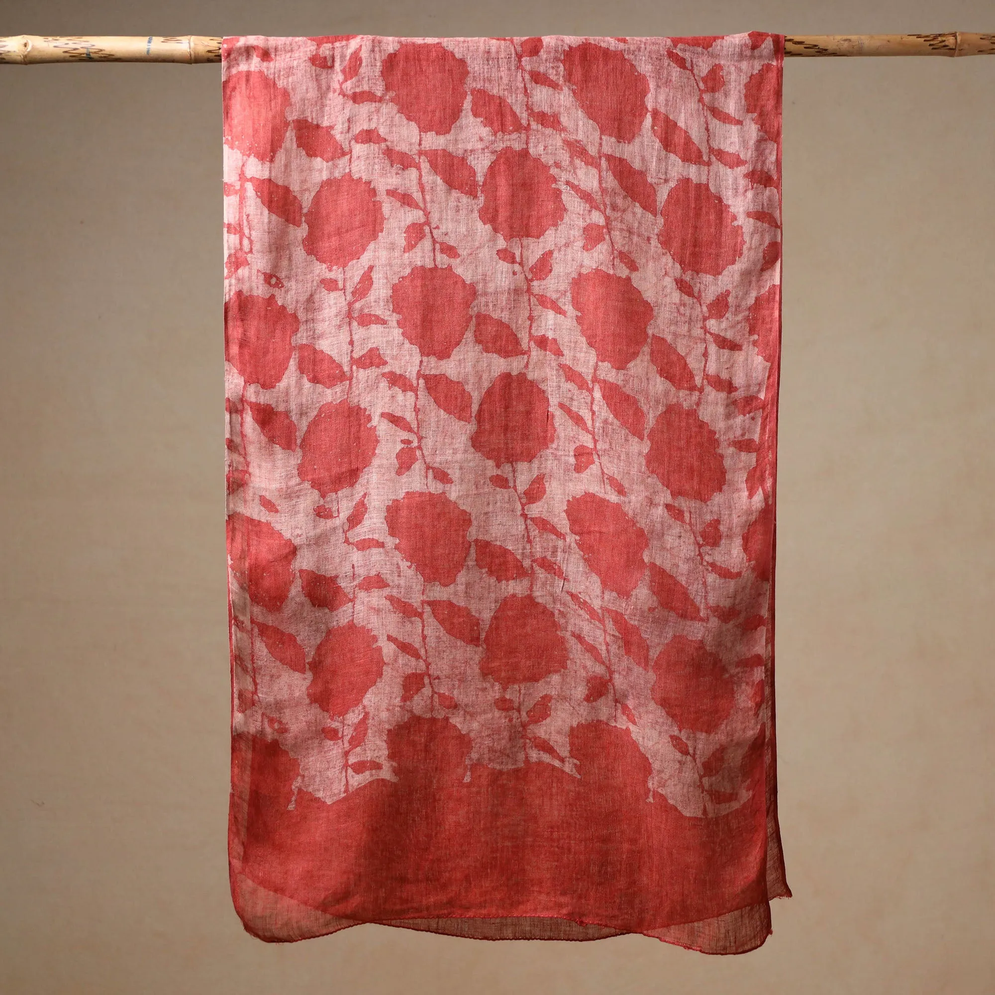 Maroon - Bindaas Block Printed Natural Dyed Linen Handloom Stole 03