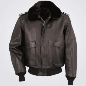 Men Brown Flying RAF A2 Leather Flight Bomber Jacket