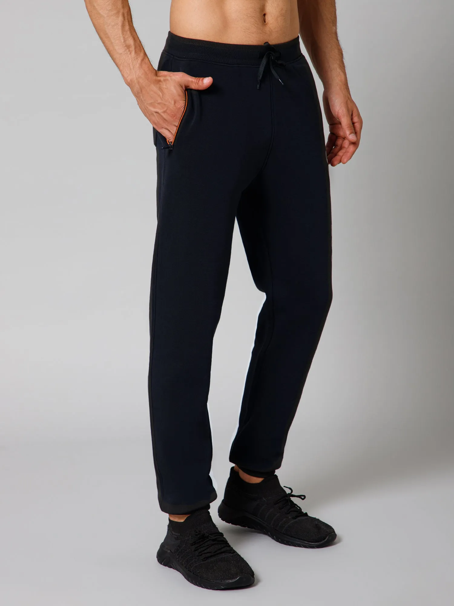 Men Navy Blue Solid Full Length Regular Fit  Winter Wear Track Pant For Men