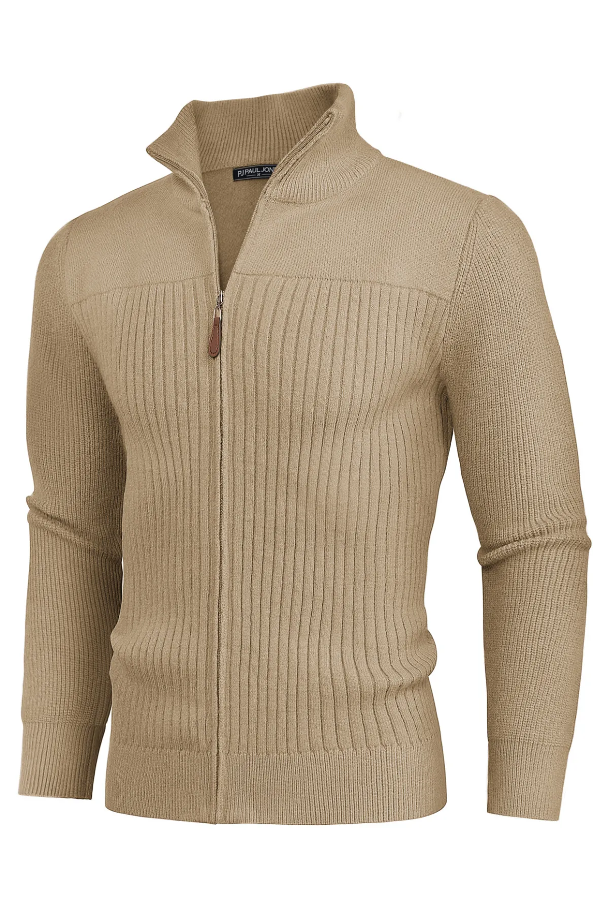 Men Stylish Stand Collar Cardigan Long Sleeve Zip-up Sweater Knitwear