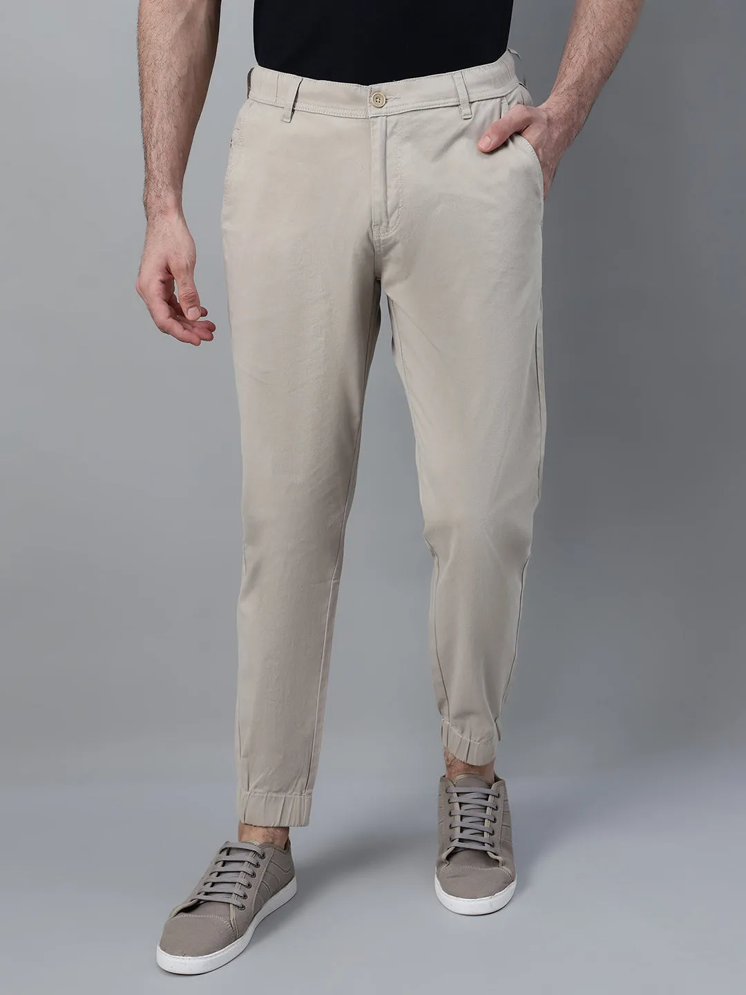 Men's Beige Solid Casual Jogger