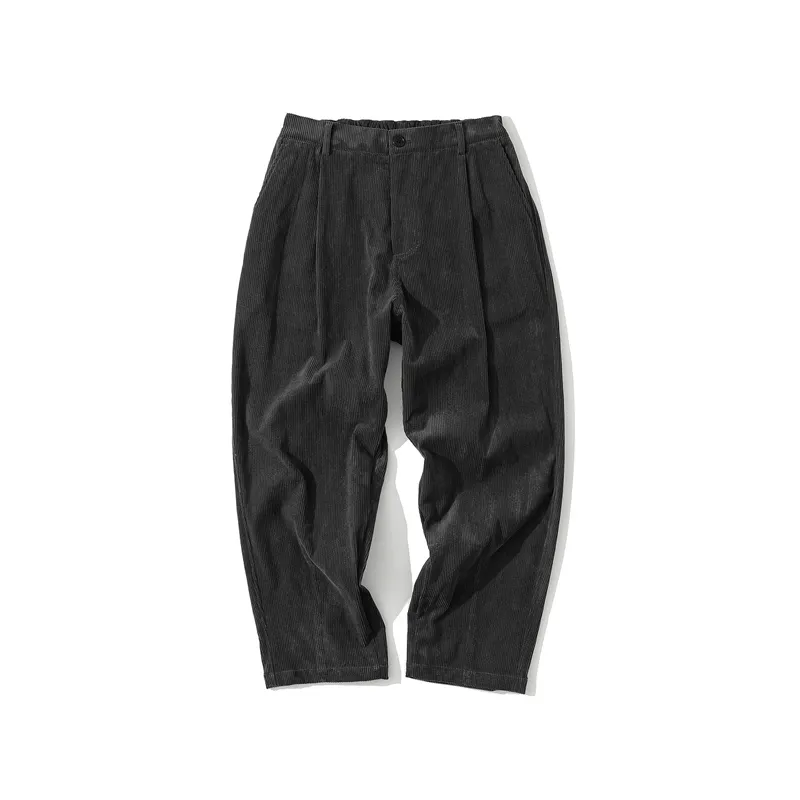 Mens Corduroy Pants Workwear Japanese-Style Retro Casual Pants Loose Trousers Men