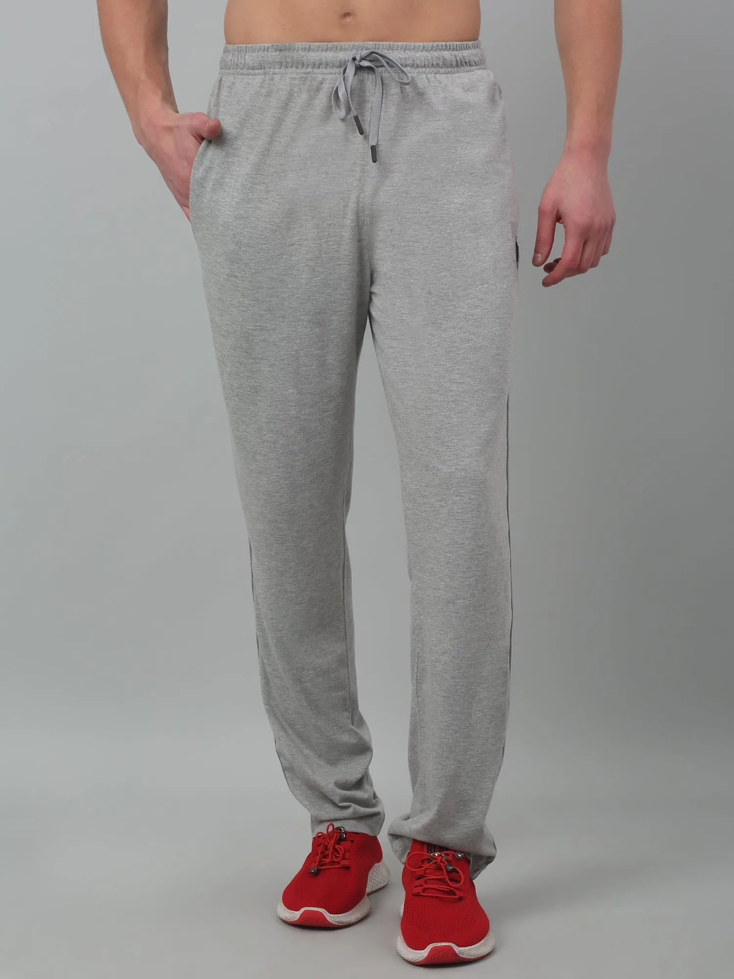 Men's Grey Summer Solid Drawstring Casual Track Pant