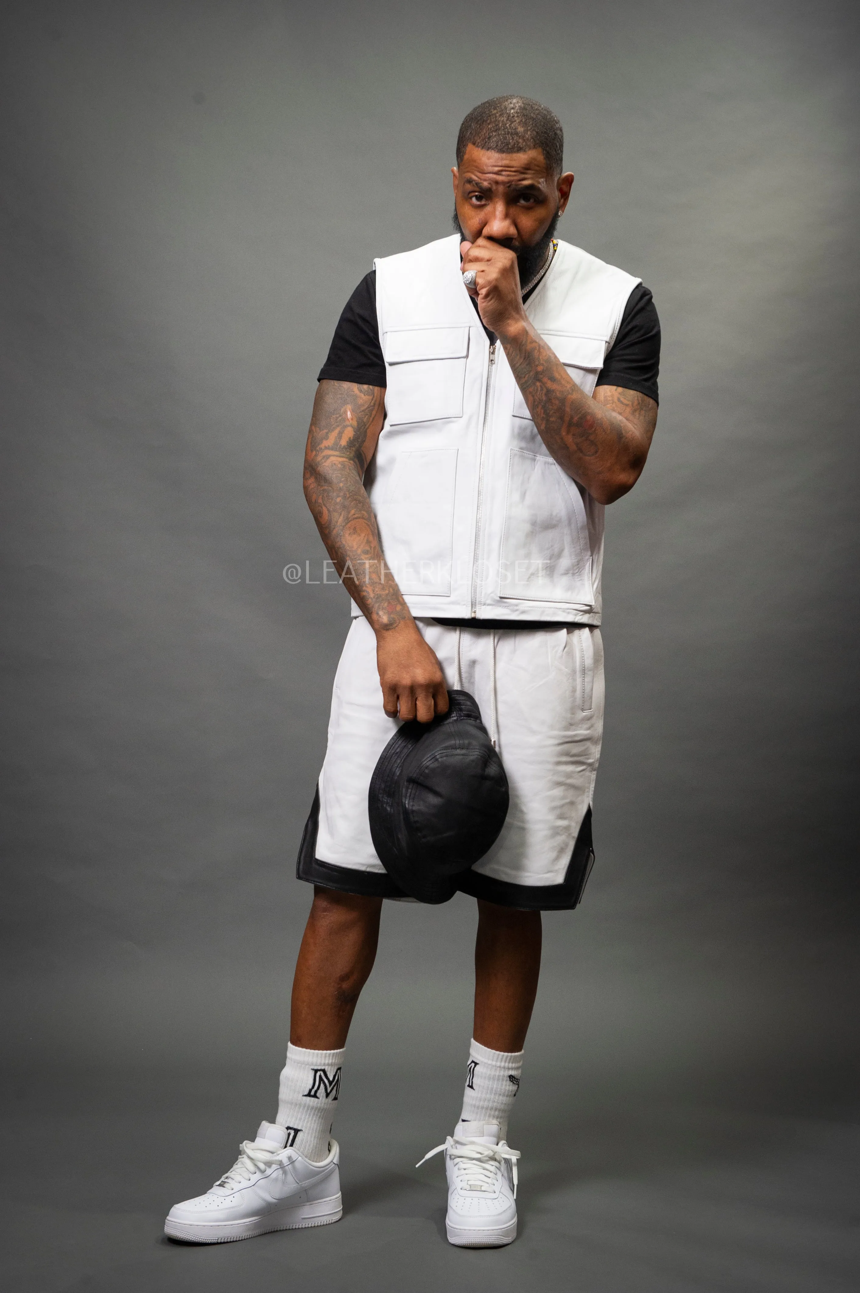 Men's Leather Brooklyn Vest [White]