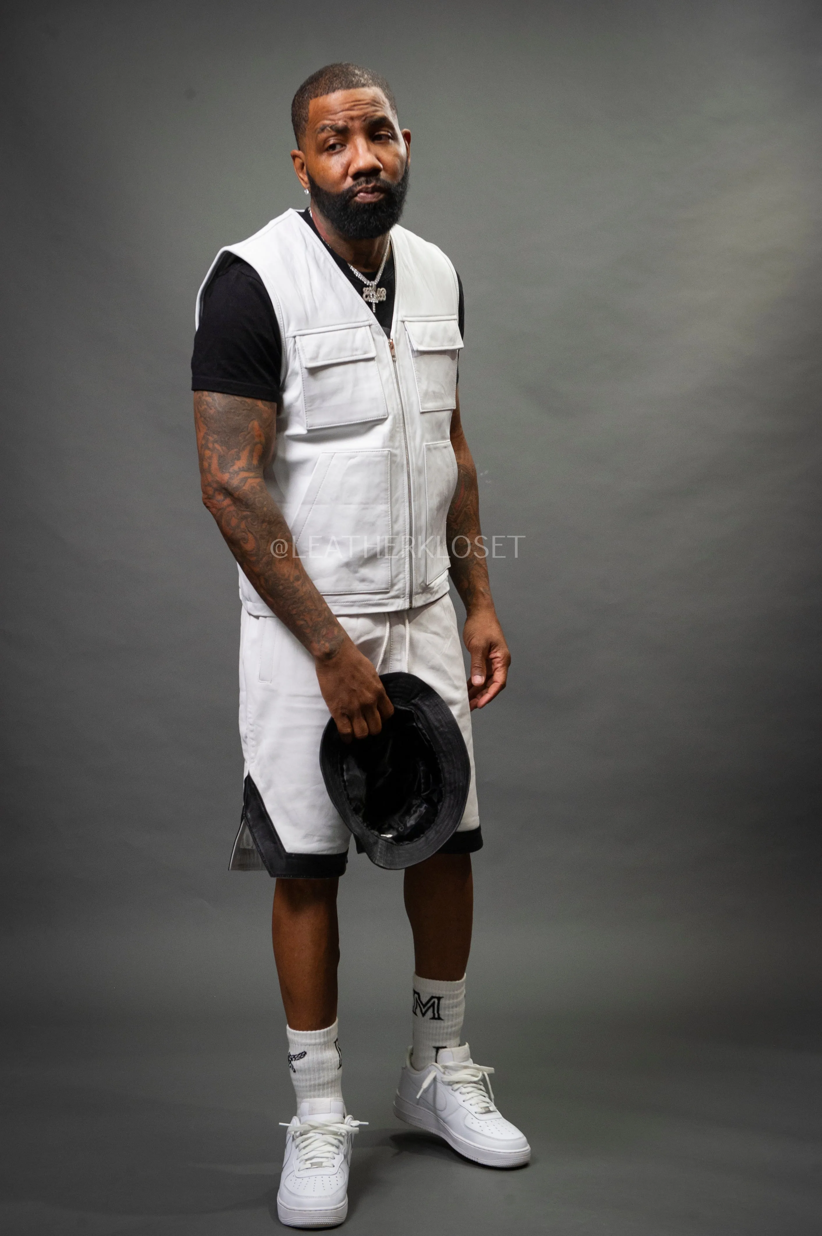 Men's Leather Brooklyn Vest [White]