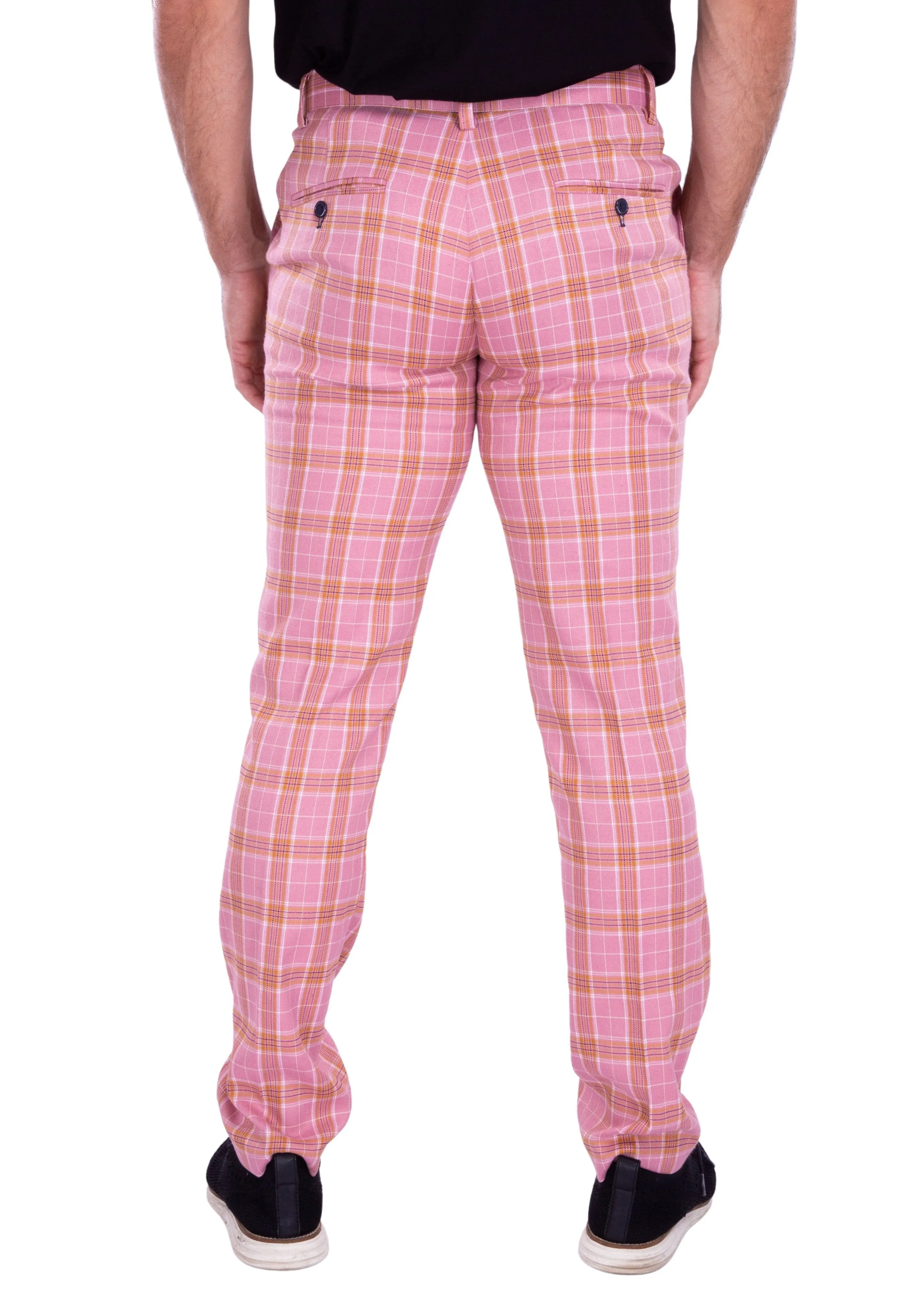 Men's Plaid Dress Pants Pink & Red