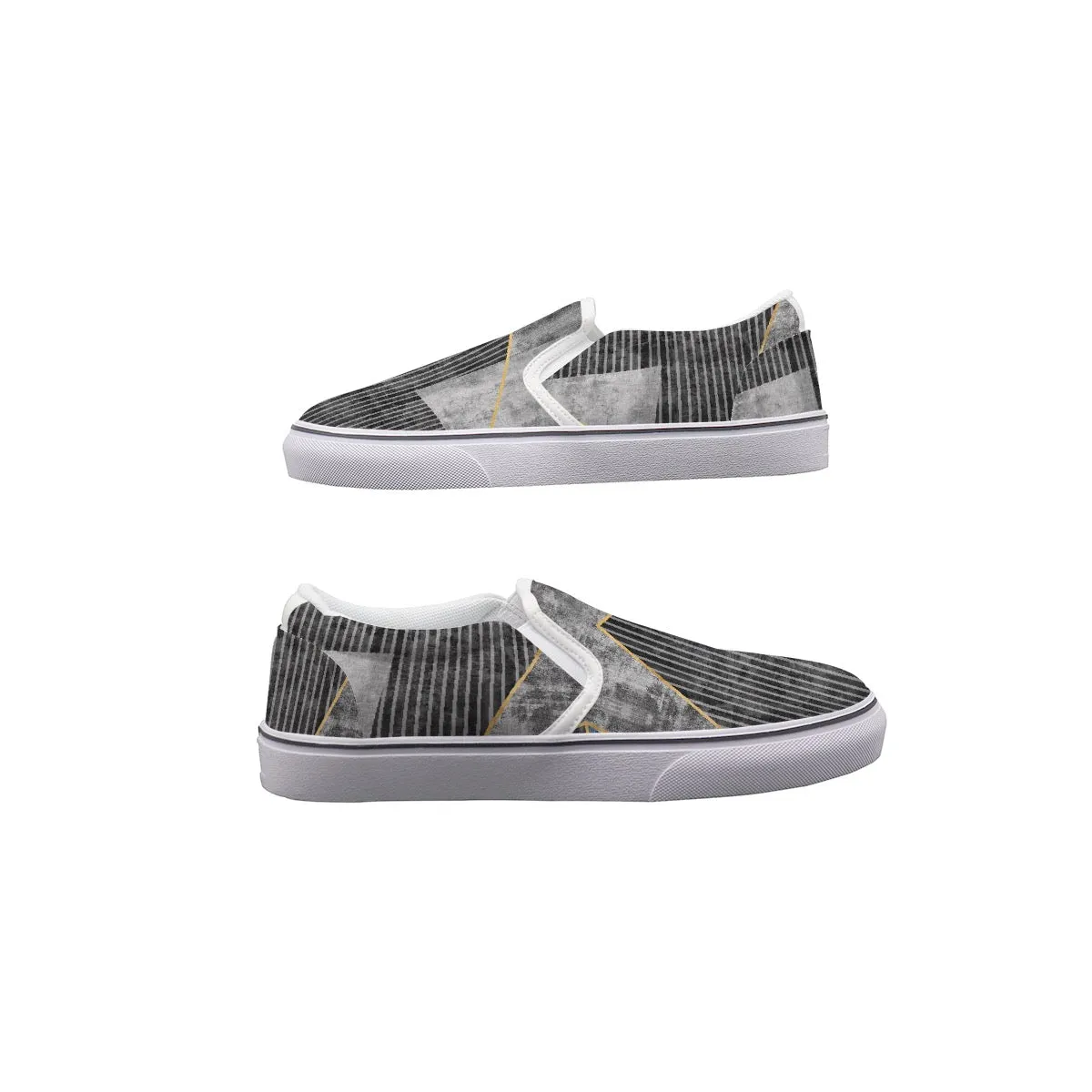 Men's Slip On Sneakers men’s gray with gold  print 79