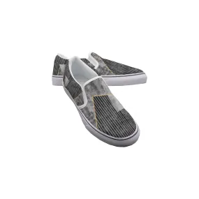 Men's Slip On Sneakers men’s gray with gold  print 79