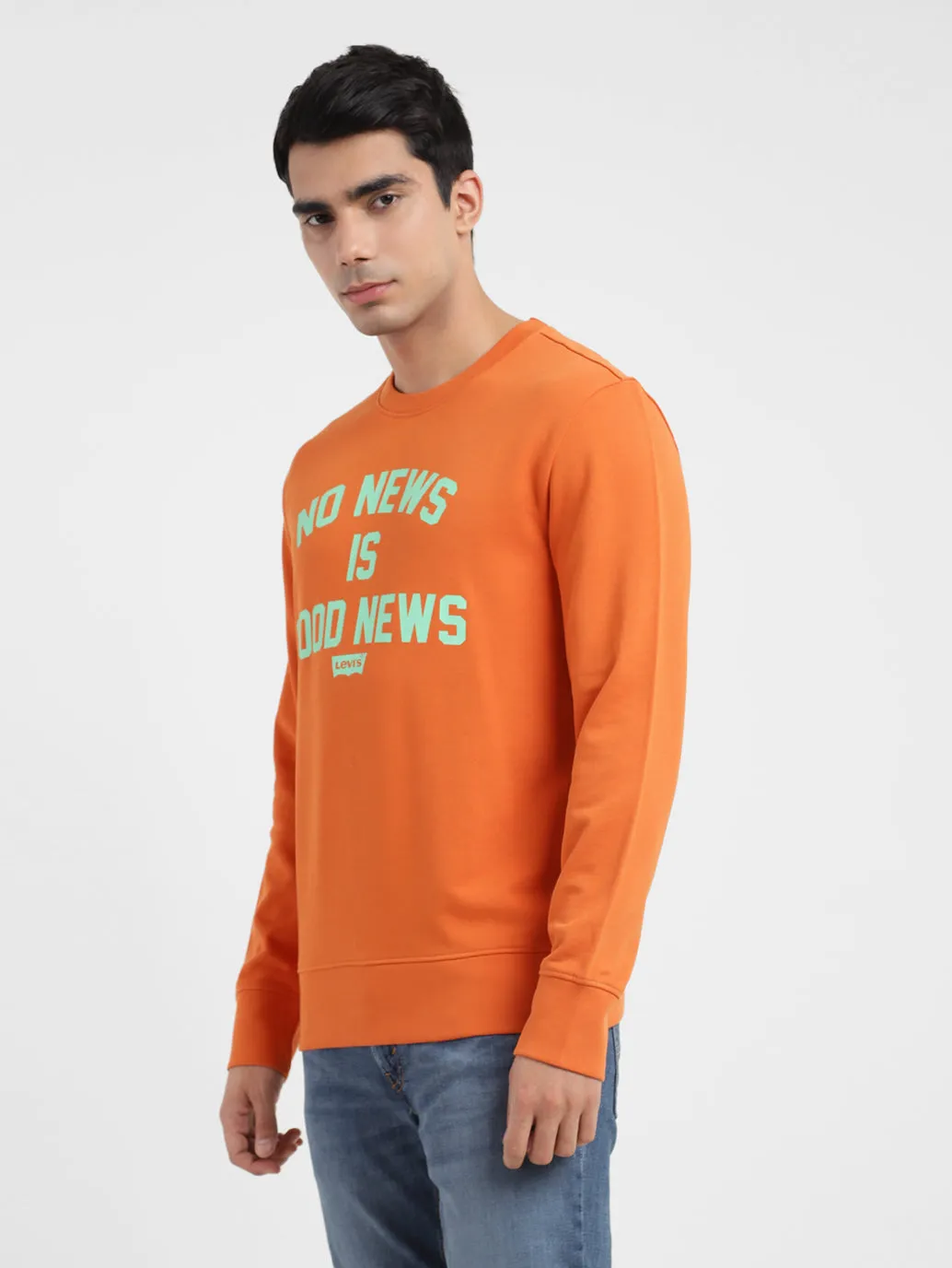 Men's Typography Crew Neck Sweatshirt Orange