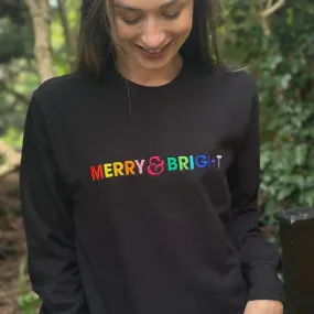 Merry & Bright Rainbow Emroidered Sweatshirt