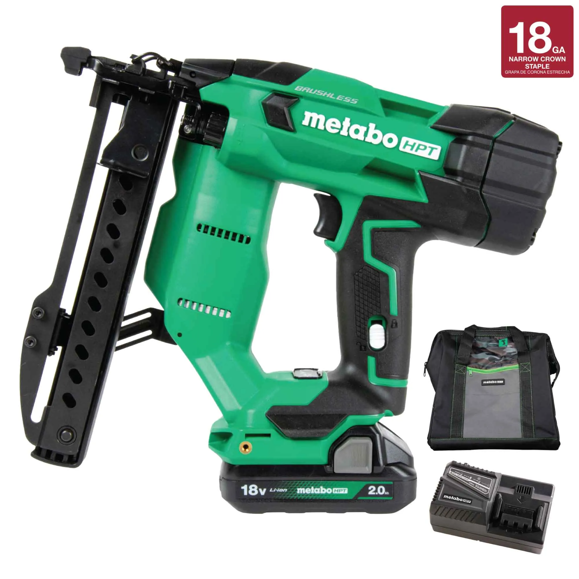 Metabo HPT N1804DAM 18V MultiVolt™ Brushless 18-Gauge 1/4" Narrow Crown Stapler