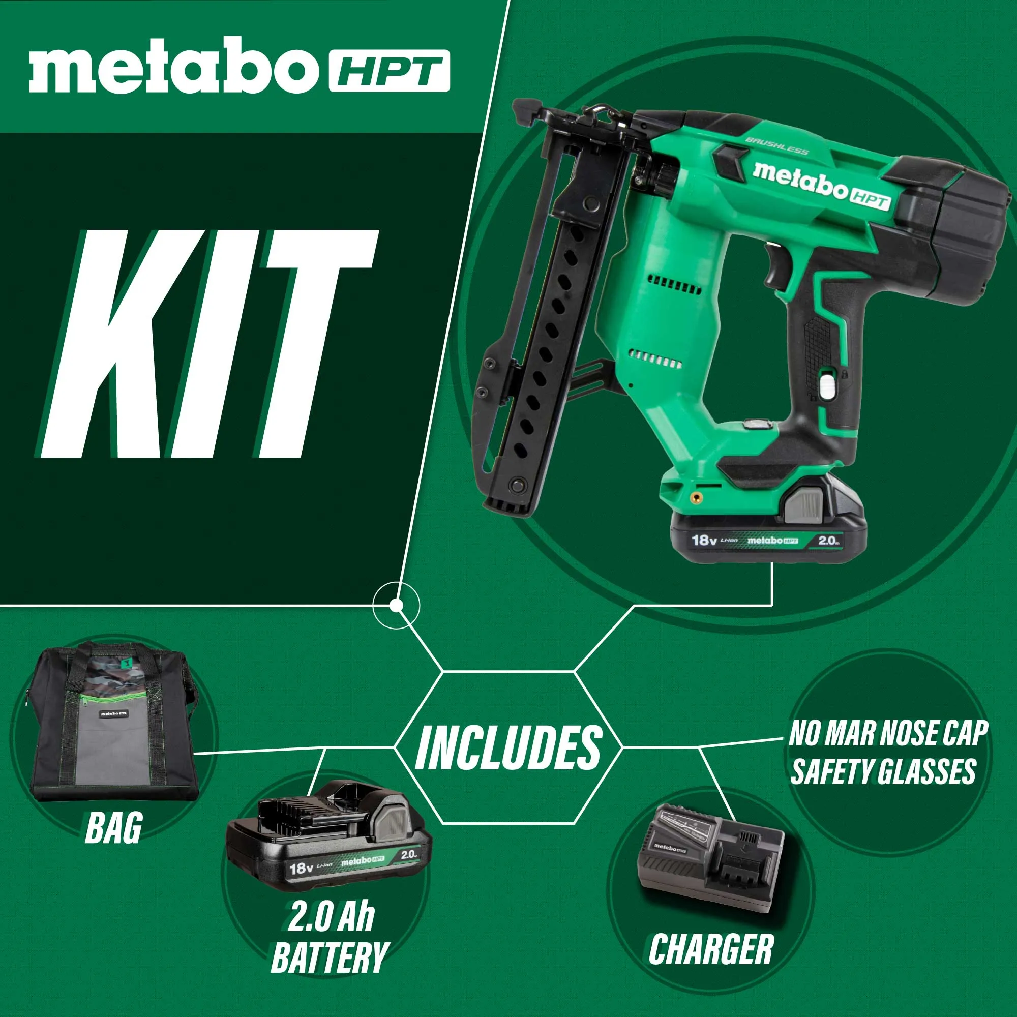 Metabo HPT N1804DAM 18V MultiVolt™ Brushless 18-Gauge 1/4" Narrow Crown Stapler