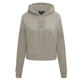 MLB MIAMI MARLINS NEUTRAL WOMEN'S CROPPED PO HOODIE (TAUPE)