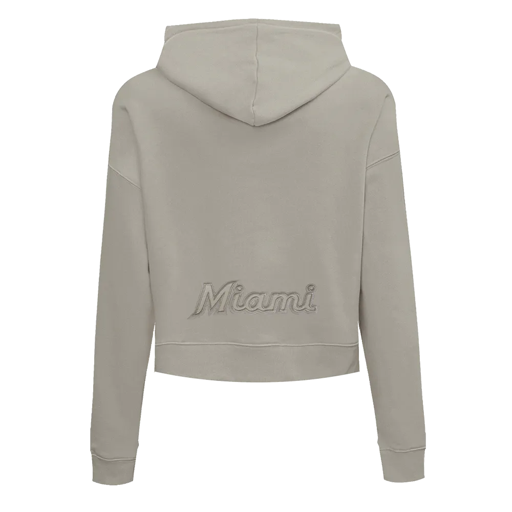 MLB MIAMI MARLINS NEUTRAL WOMEN'S CROPPED PO HOODIE (TAUPE)