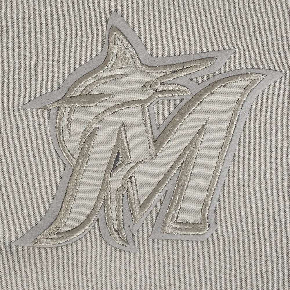 MLB MIAMI MARLINS NEUTRAL WOMEN'S CROPPED PO HOODIE (TAUPE)