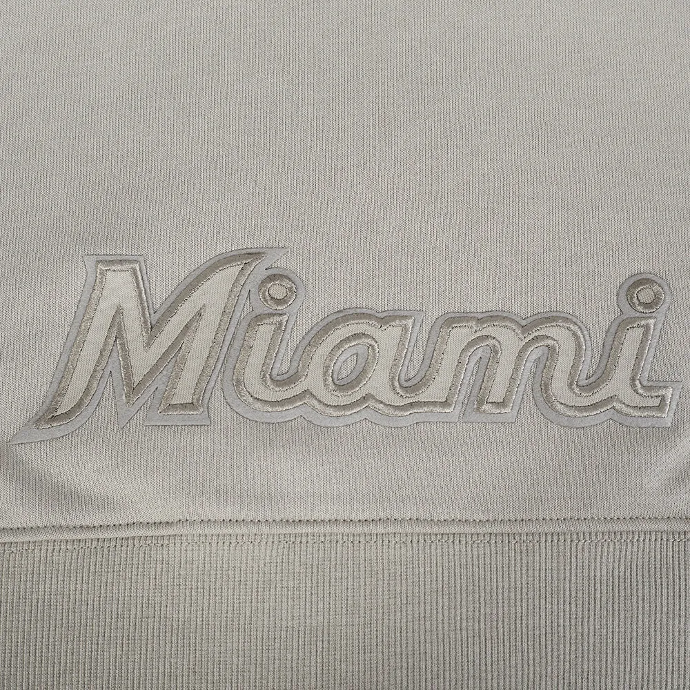 MLB MIAMI MARLINS NEUTRAL WOMEN'S CROPPED PO HOODIE (TAUPE)