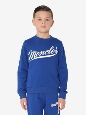 Moncler Enfant Boys Logo Print Sweatshirt in Blue