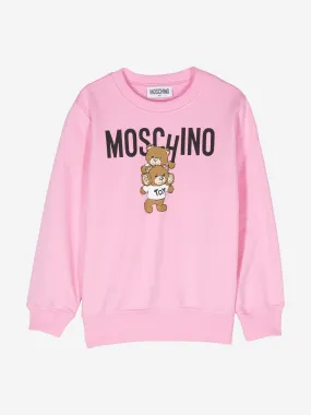 Moschino Girls Bear Logo Sweatshirt in Pink