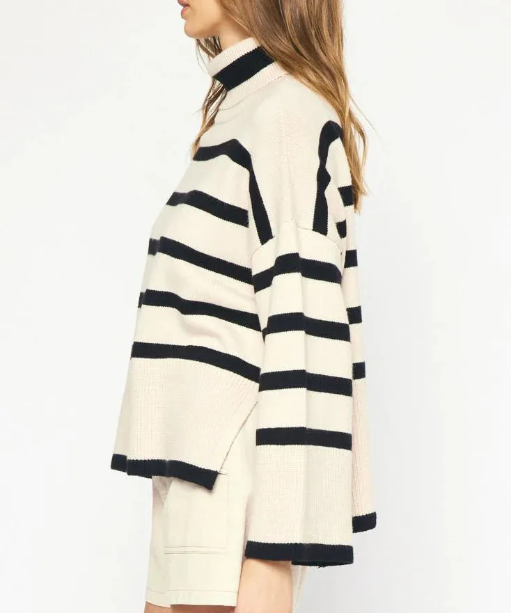 Natural And Black Stripe Sweater