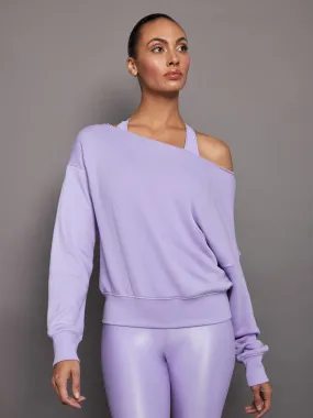 Off Shoulder Sweatshirt in French Terry - Sweet Lavender