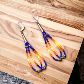 OLDTRIBES™ Double Loop Dark Blue Porcupine Quill Earrings