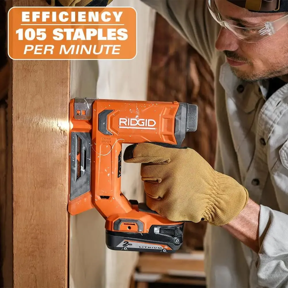 Open Box -  RIDGID 18V Cordless 3/8-inch Crown Stapler (Tool-Only)