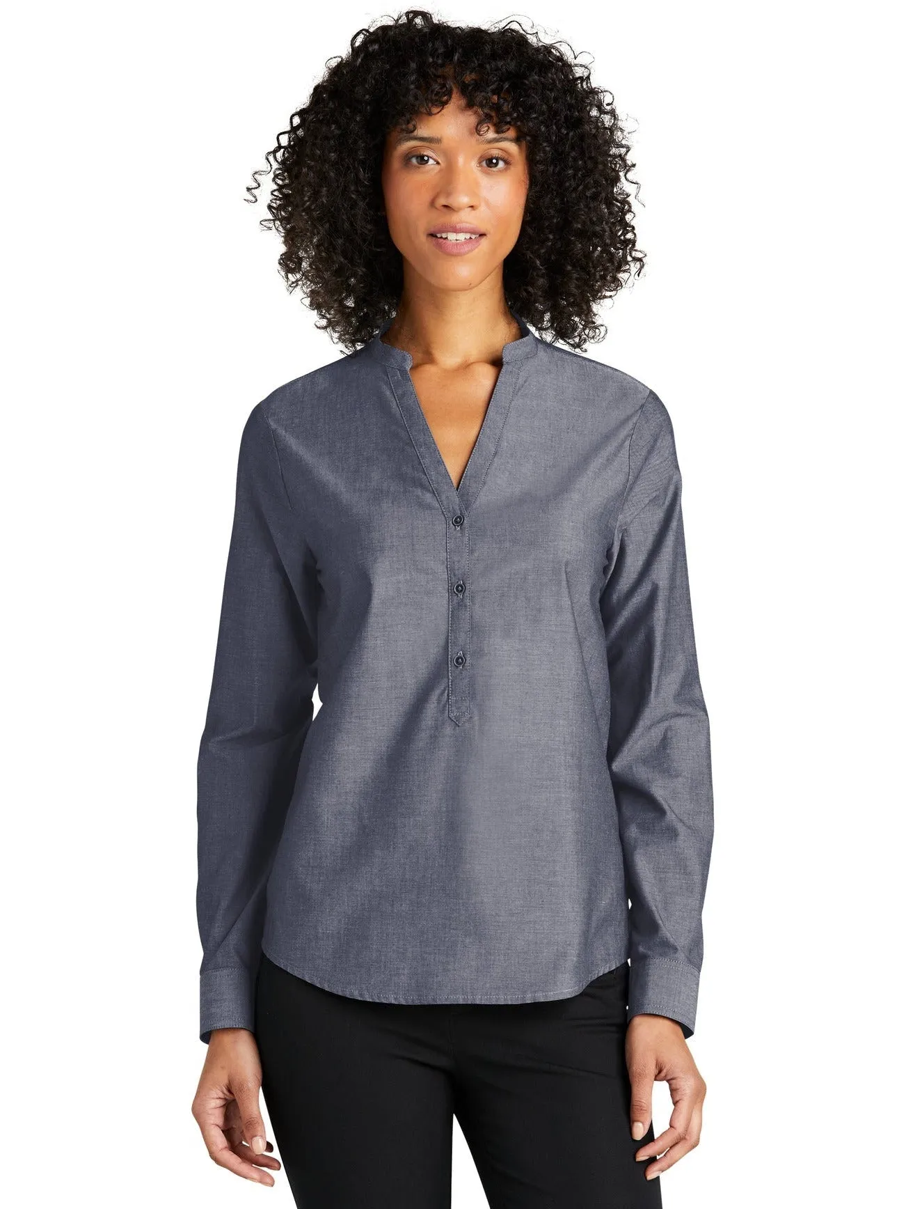 OUTLET-Port Authority Ladies Long Sleeve Chambray Easy Care Shirt