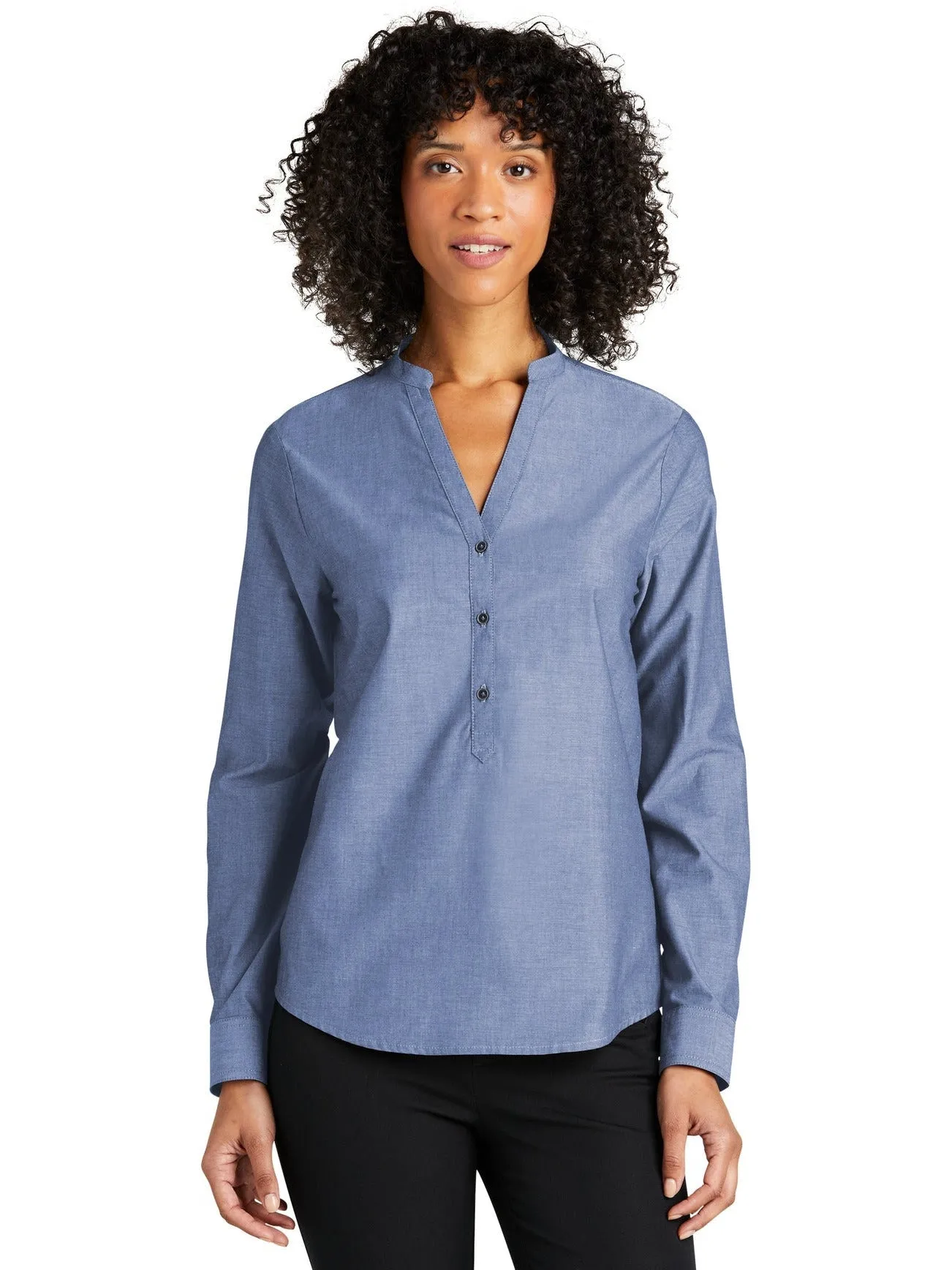 OUTLET-Port Authority Ladies Long Sleeve Chambray Easy Care Shirt