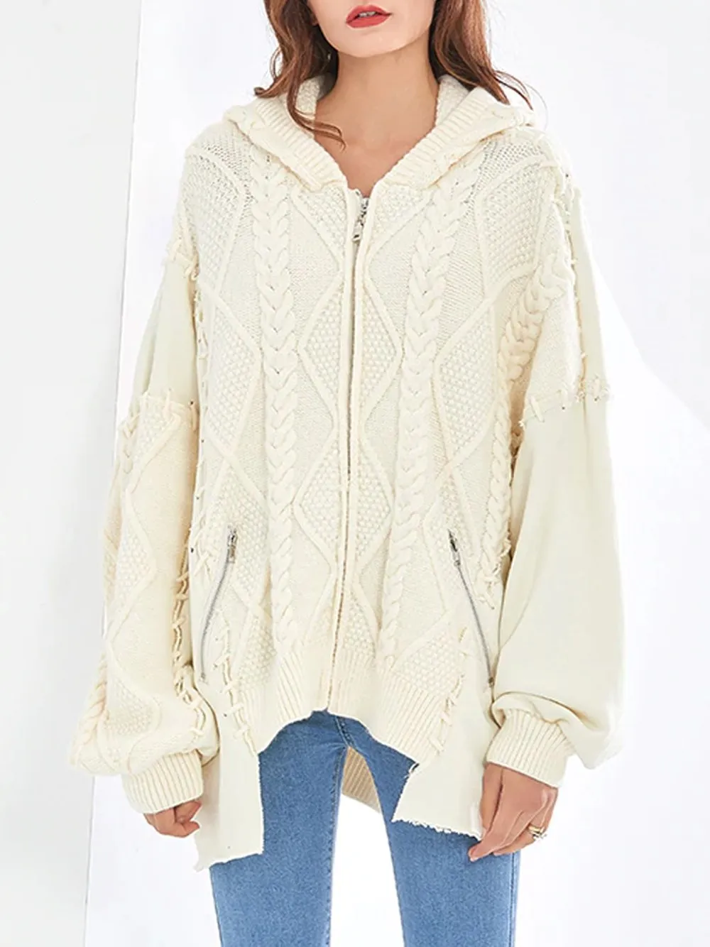 Oversized Cable Knitted Cardigan