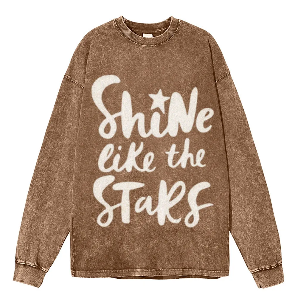 Oversized Vintage Washed SHINE LIKE THE STAR Graphic Sweatshirt