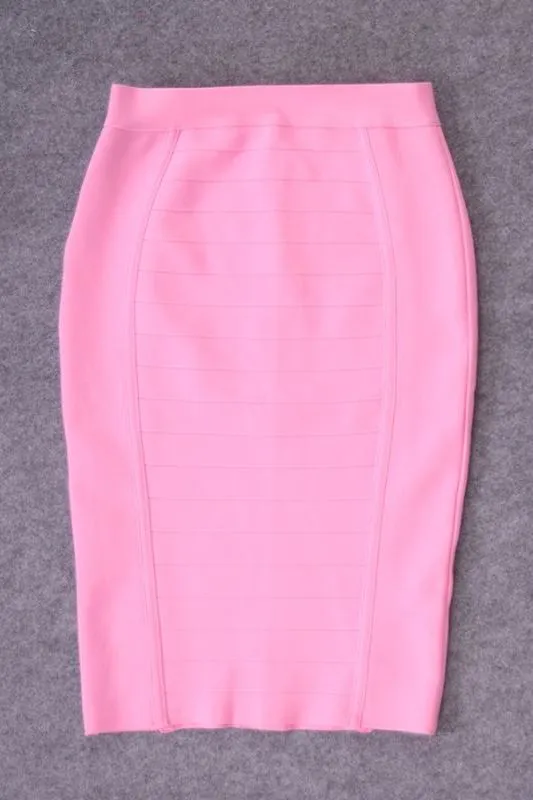 Pencil High Waist Bandage Knee Length Cocktail Skirt - Dusty Pink