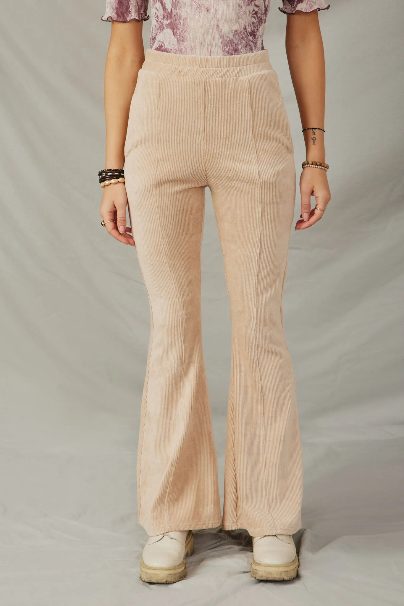 Pleat Detail Pocketed Corduroy Pants