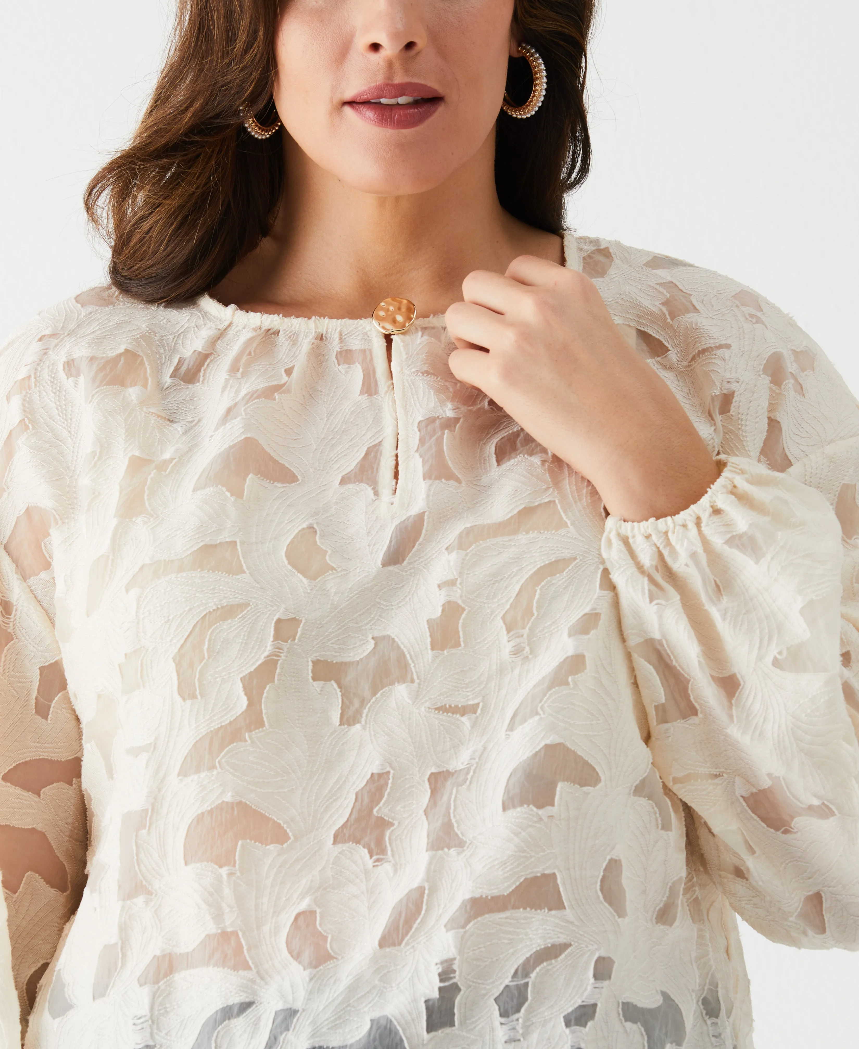 Plus Size Clip Organza Blouse