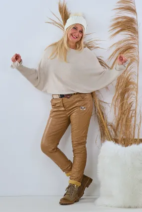 Pulli mit Fledermausärmeln, beige