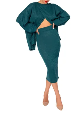 "Pauli" Hunter Green Pencil Skirt