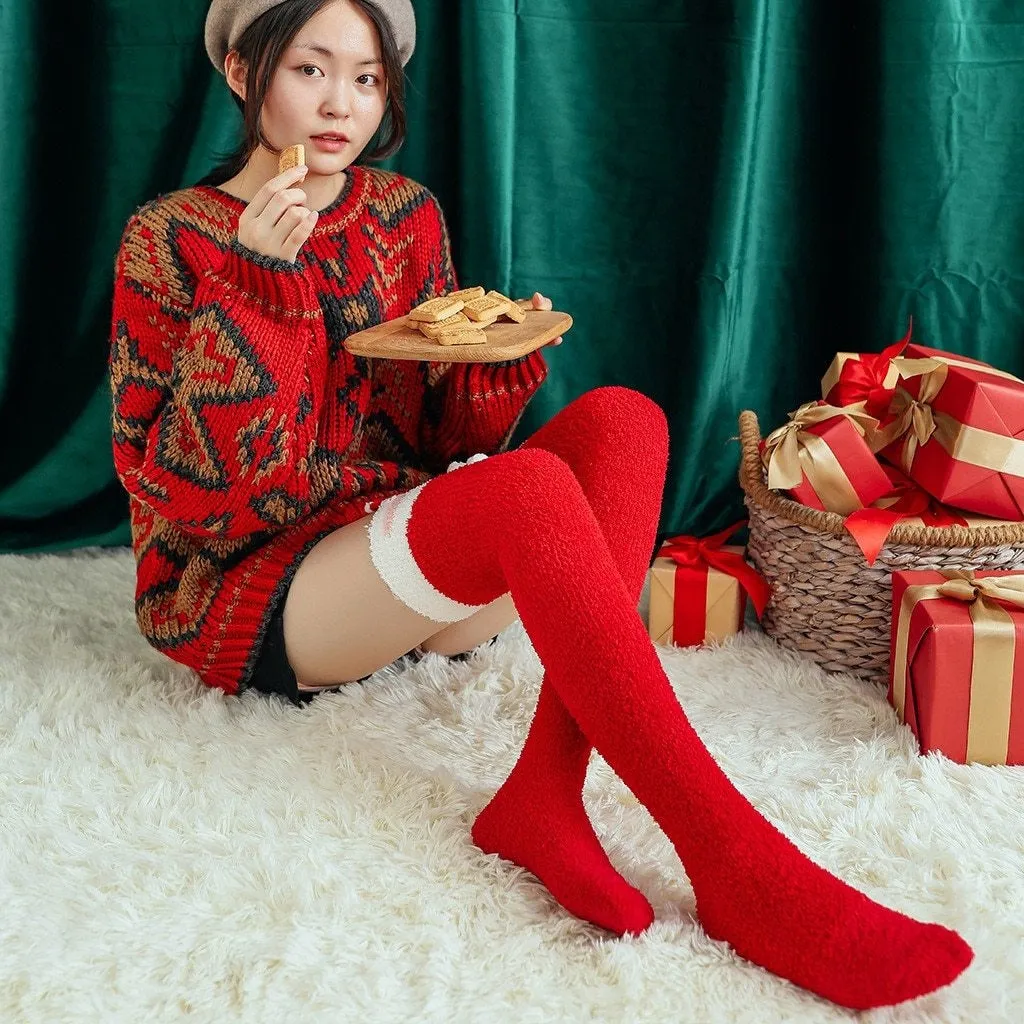 Red Santa Thigh Highs