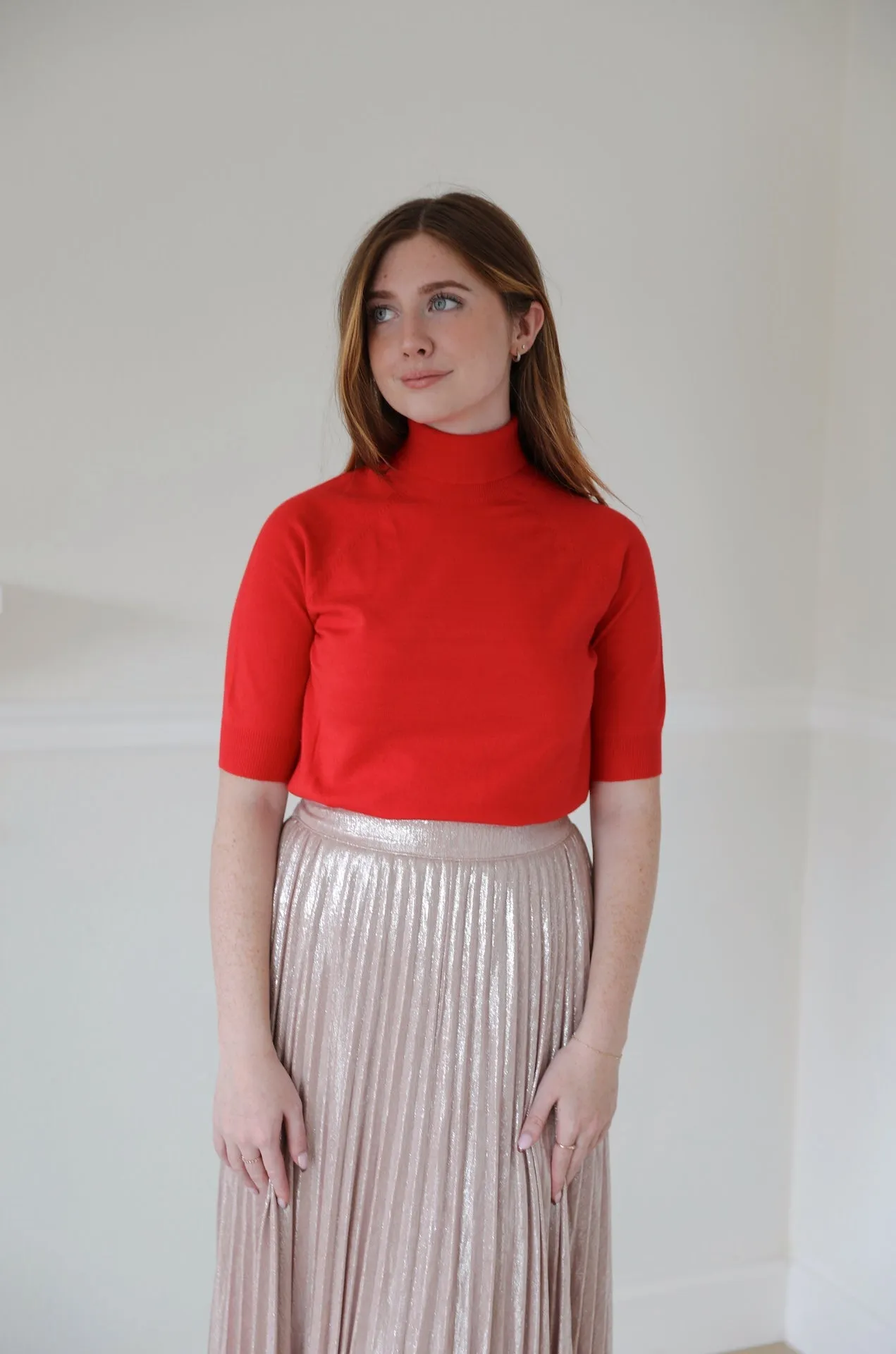 Red Short Sleeve Turtleneck