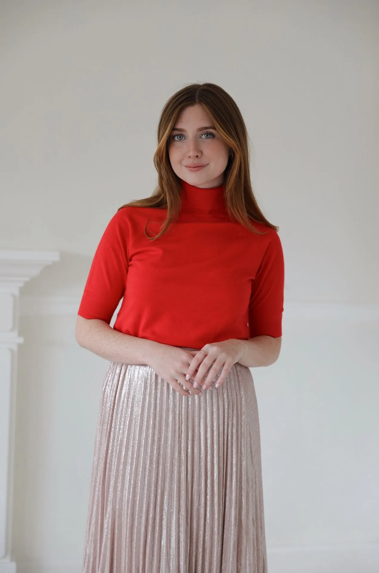 Red Short Sleeve Turtleneck