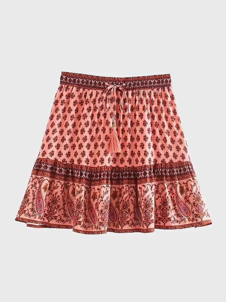 RetroRay Printed Waist Skirt