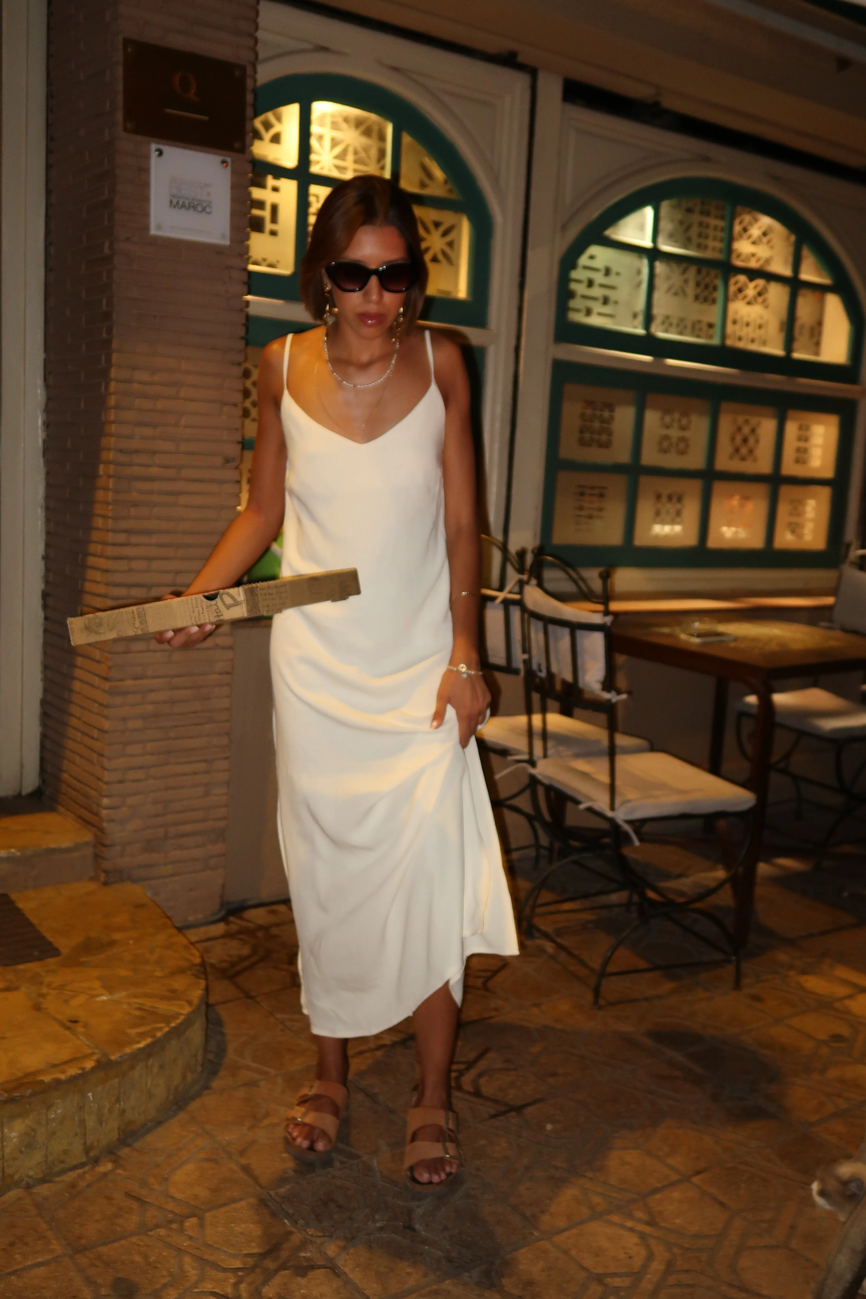 ROBE DOS NU EN SOIE BLANCHE- "CRUISE"