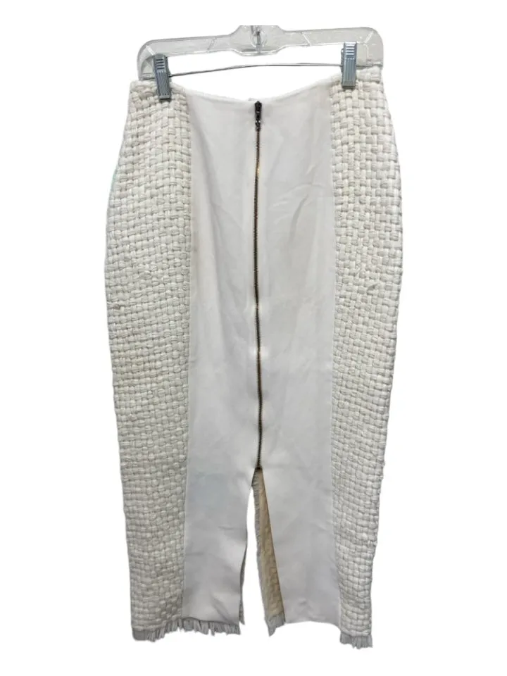 Roland Mouret Size 4 Cream Wool Blend Woven Pencil Slit Midi Skirt