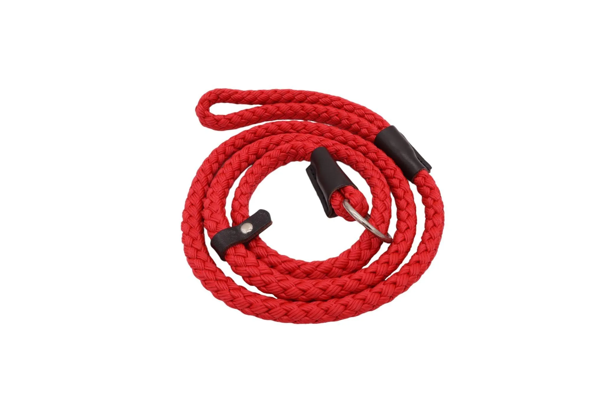 Rope Slip Lead for Dogs - Nickel finish in 12 and 8mm width, various colours available