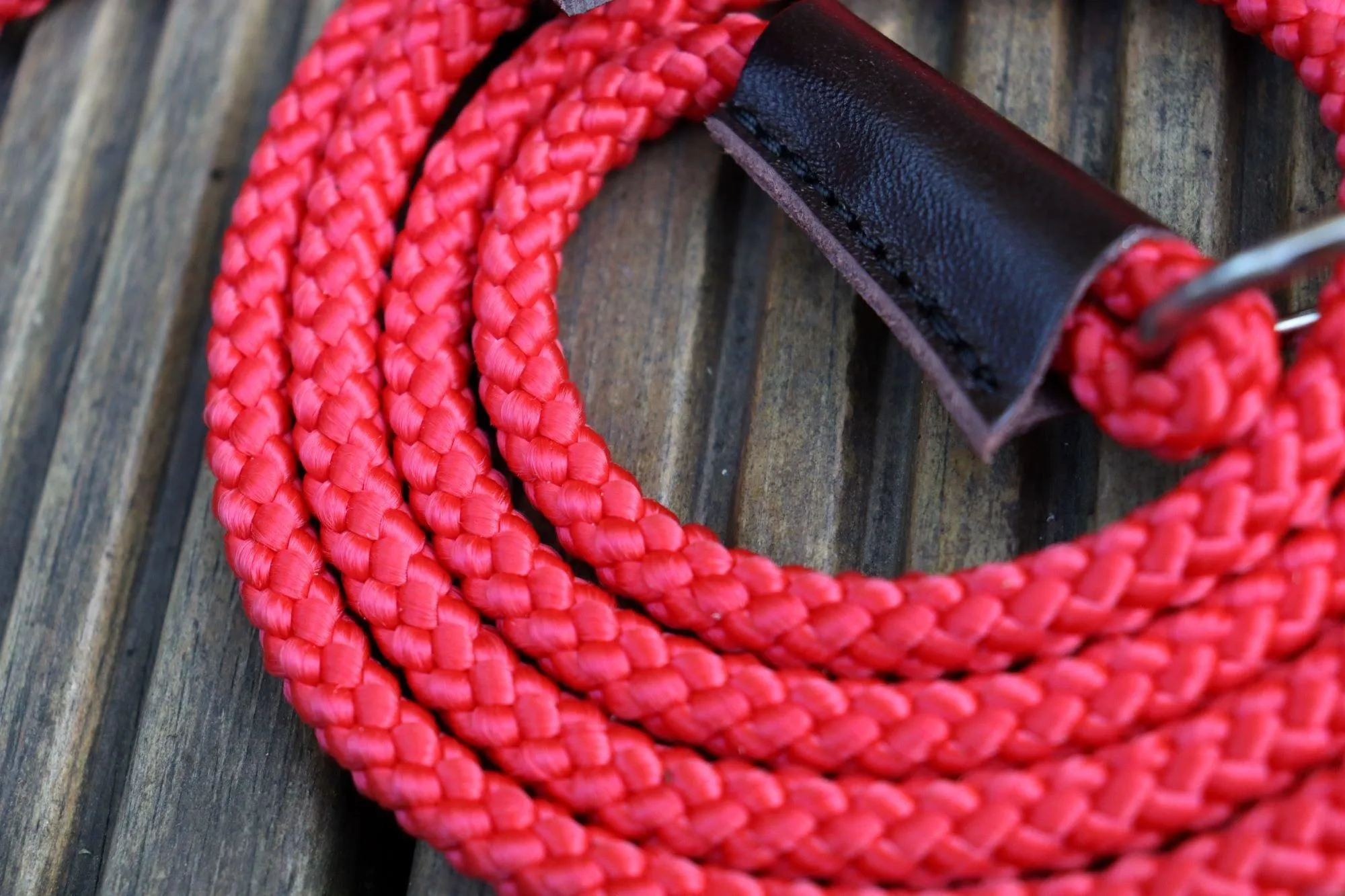 Rope Slip Lead for Dogs - Nickel finish in 12 and 8mm width, various colours available