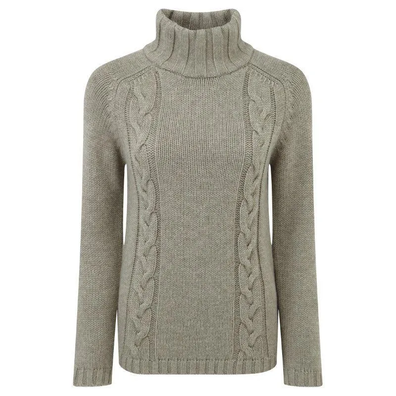 Schoffel Ladies Merino Cable Roll Neck Jumper - Mink