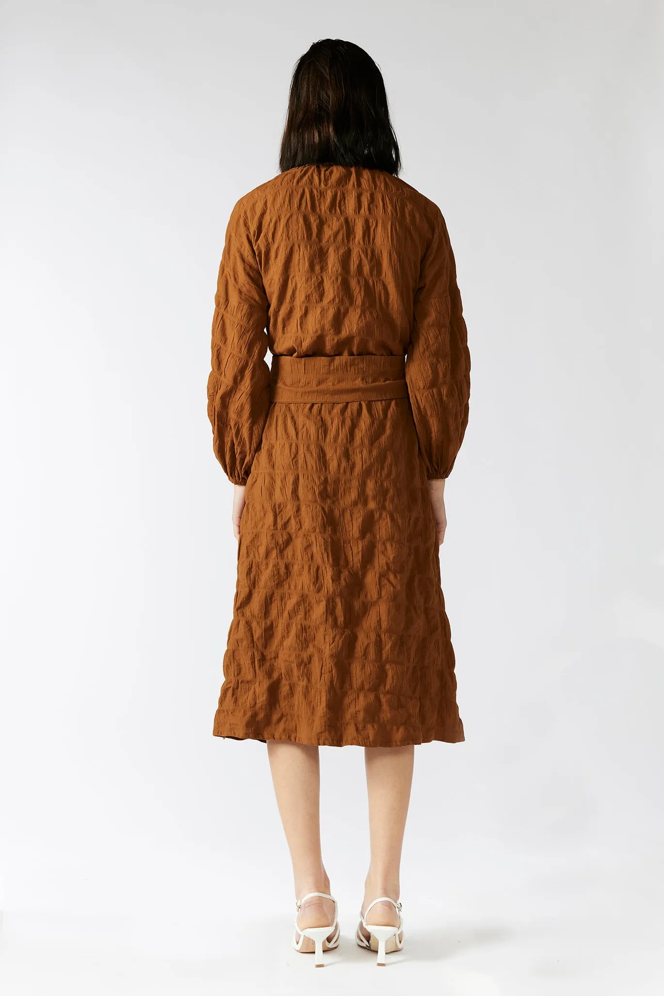 SEED DRESS [ Burnt Orange Cotton, Long Sleeves ]