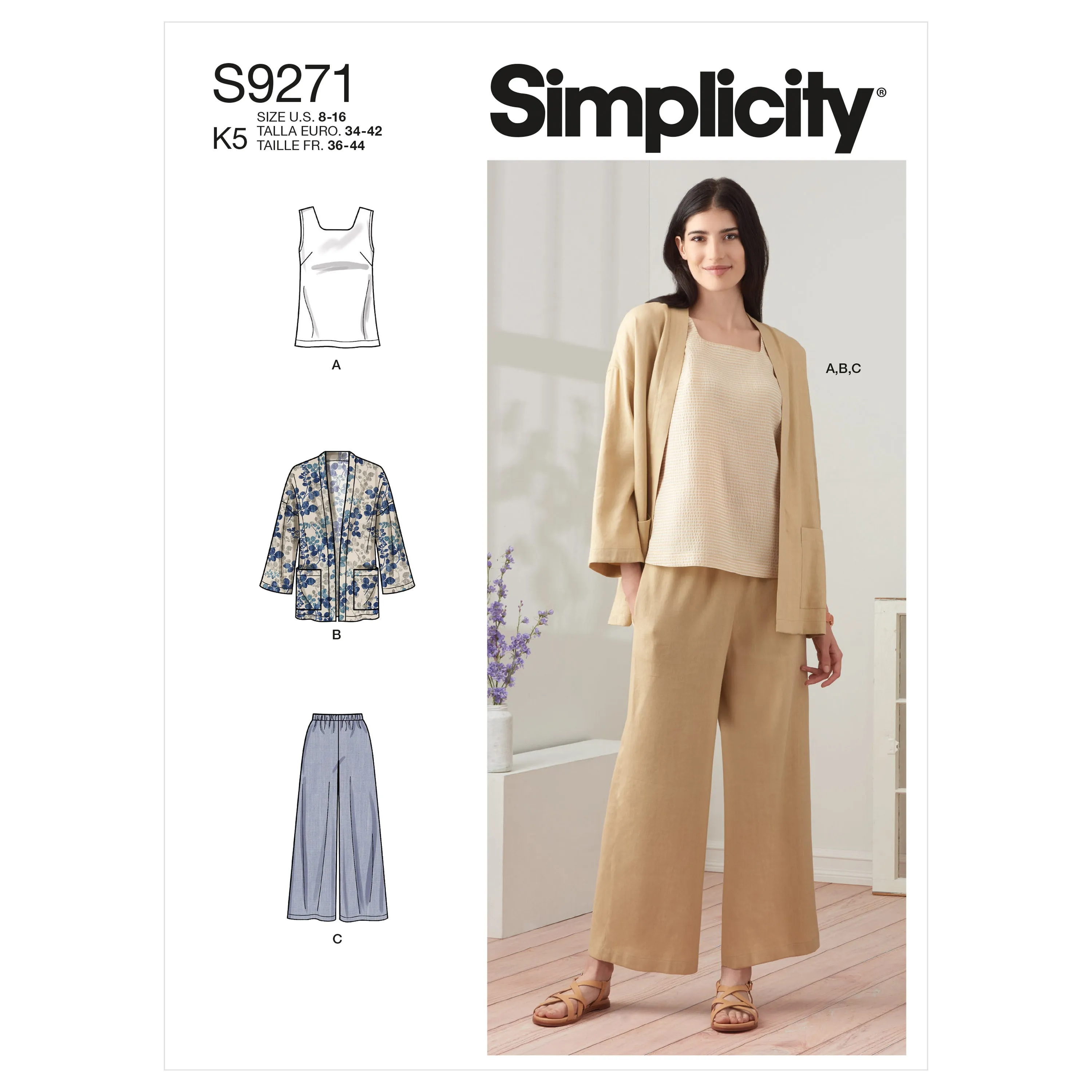 Simplicity Pattern 9271 Misses' Jacket, Top & Pants