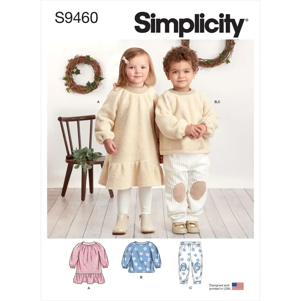 Simplicity Sewing Pattern S9460 Toddlers' and Children's Dress, Top and Pants