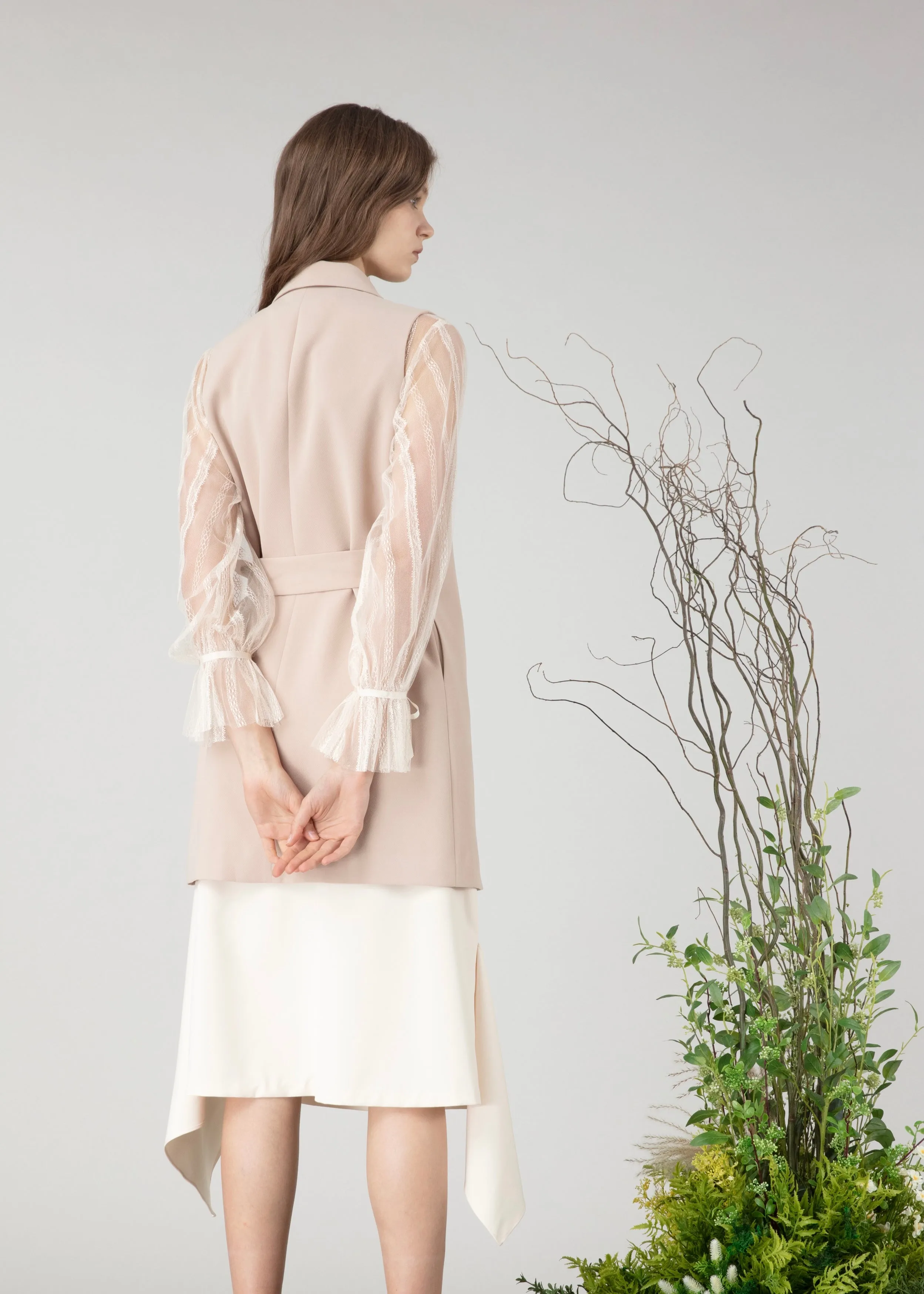 Sleeveless vest-jacket (Beige color)