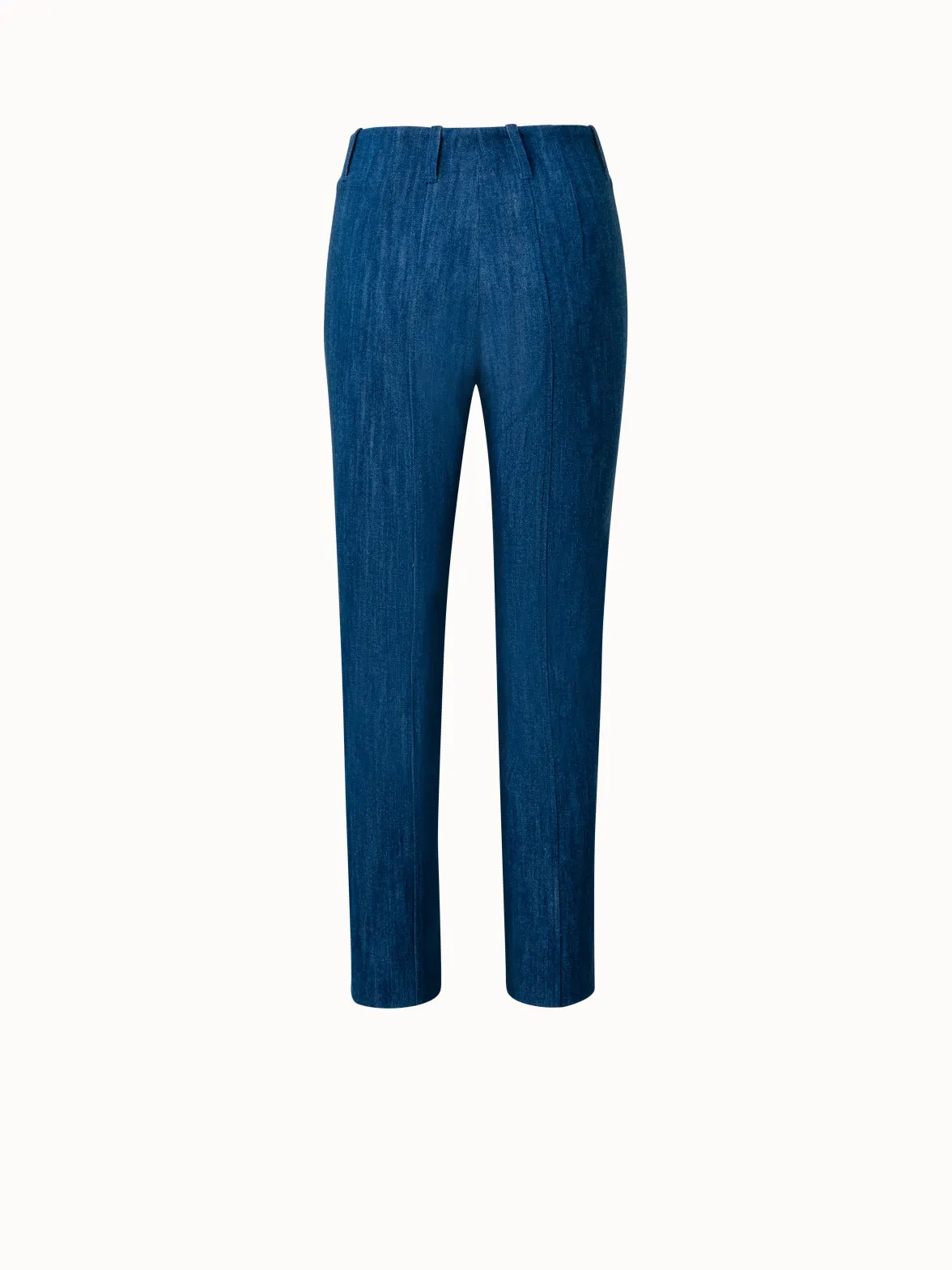 Slim Ankle-Length Cotton Denim Stretch Pants