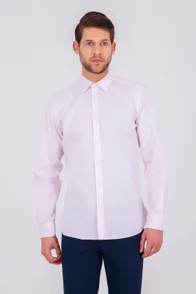 Slim Fit Long Sleeve Cotton Pink Casual Shirt